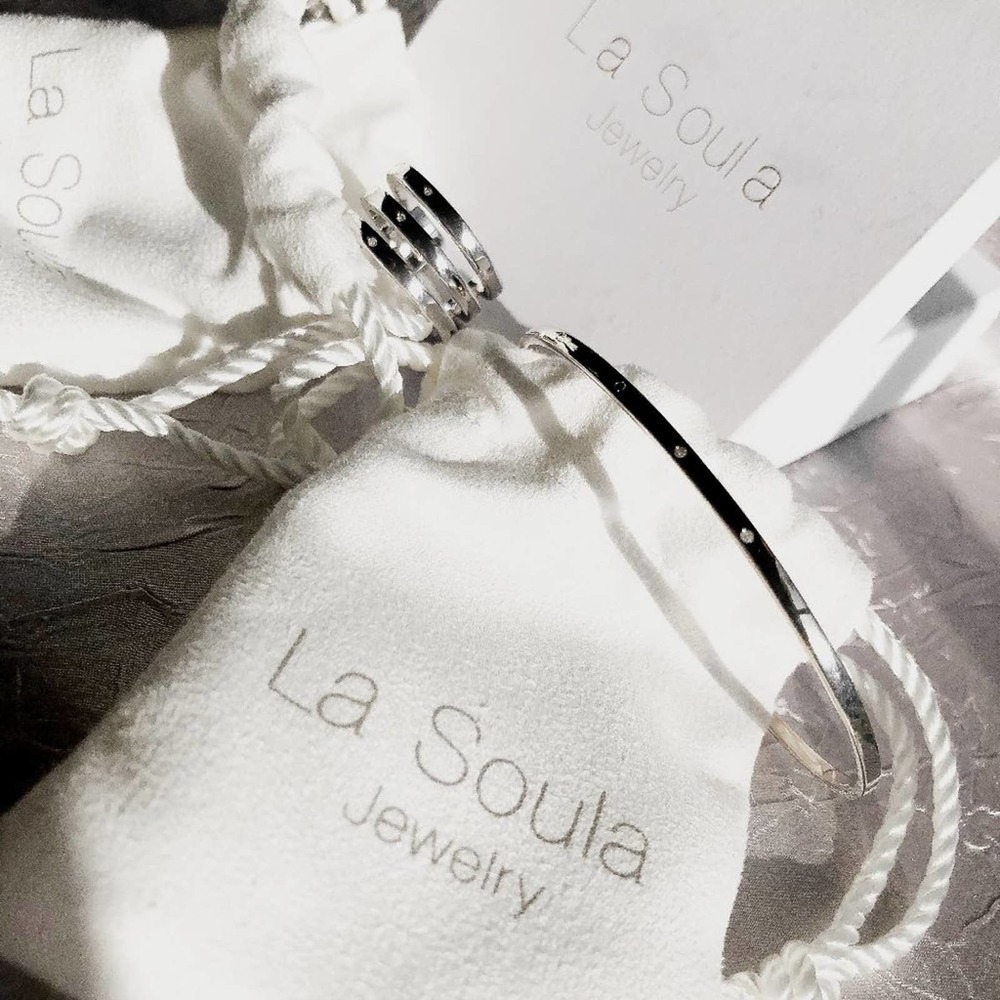 La Soula Diamond Cuff‎ Bracelet (.009 carat) & Triple Ring (.015 carat)